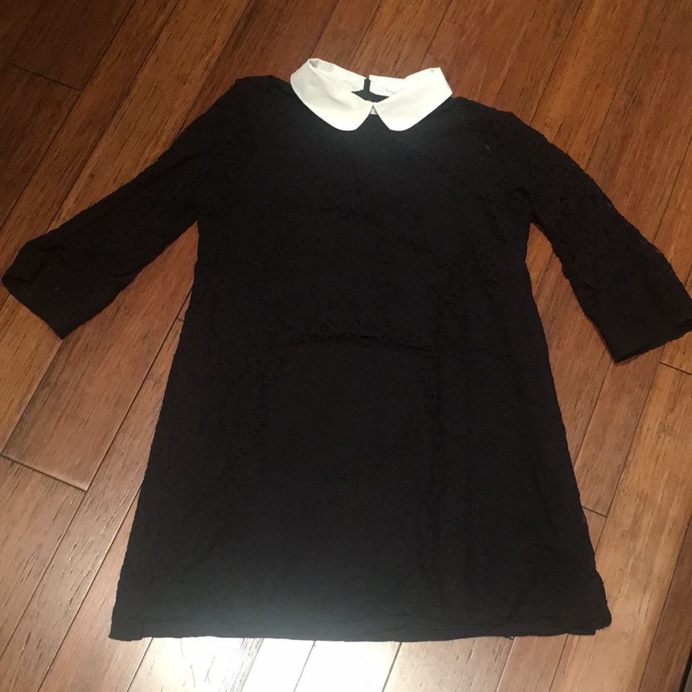 Black lace dress with white collar